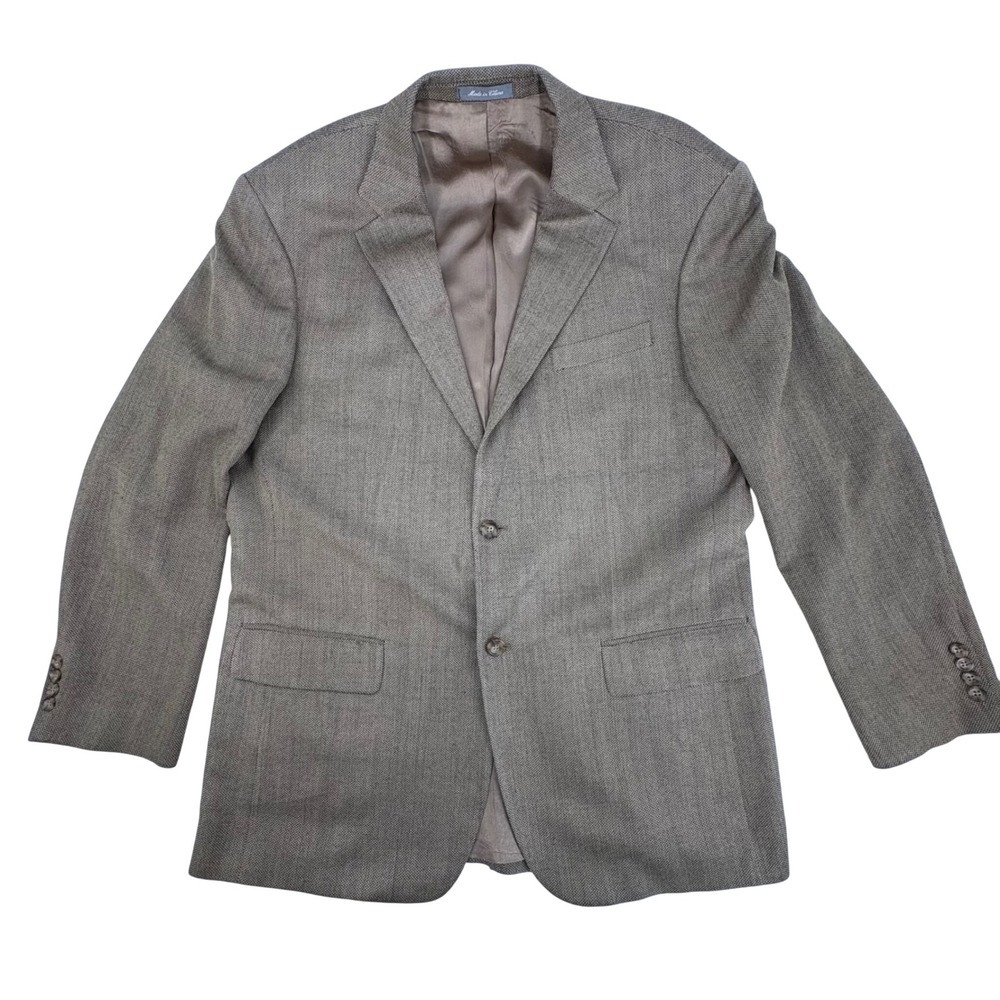 Oscar‎ de la Renta Men's 44L Silk Herringbone Blazer Sport Coat Gold